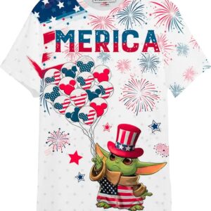 Star Wars Baby Yoda Merica Gift For Fans Unisex 3D T-shirt - Chic Loom