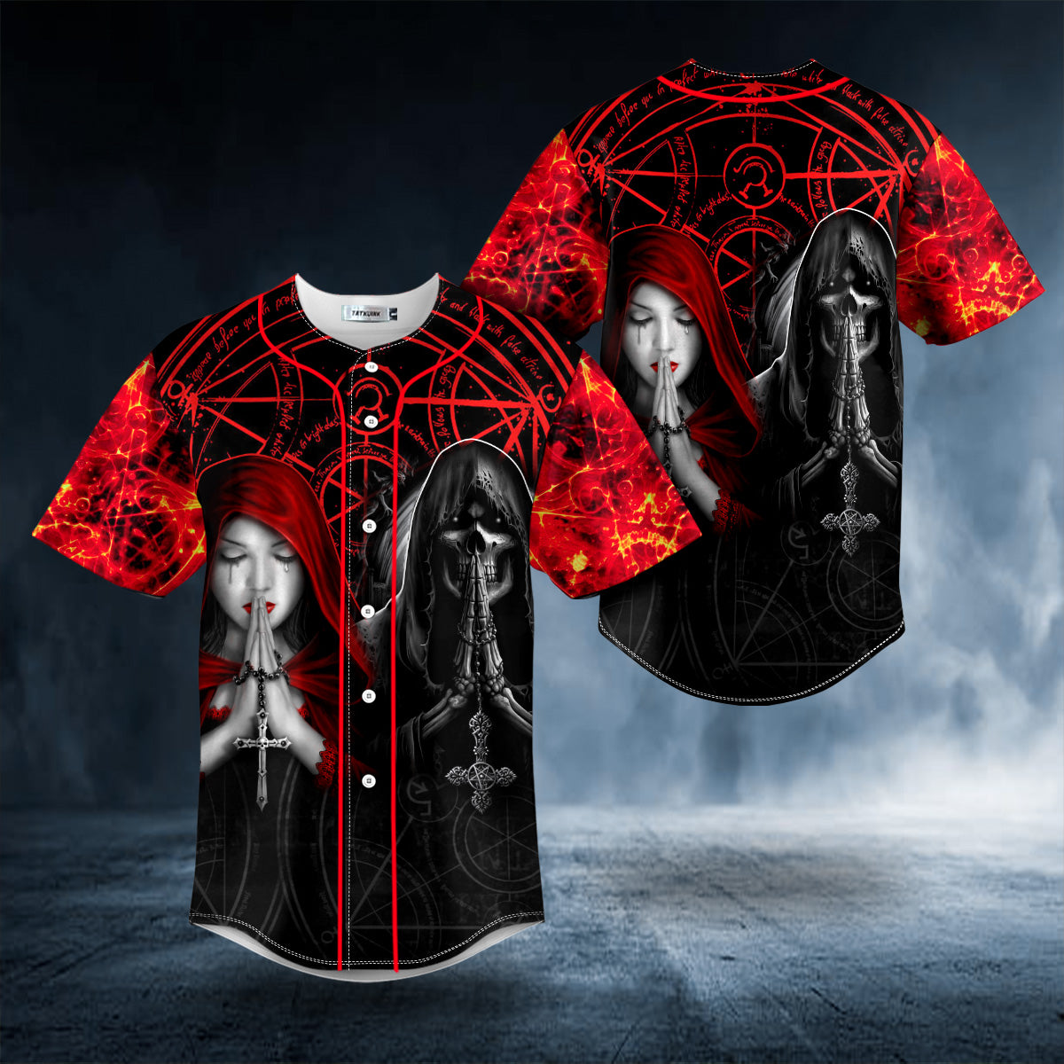 Praying Beauty N Reaper Skull Baseball Jersey