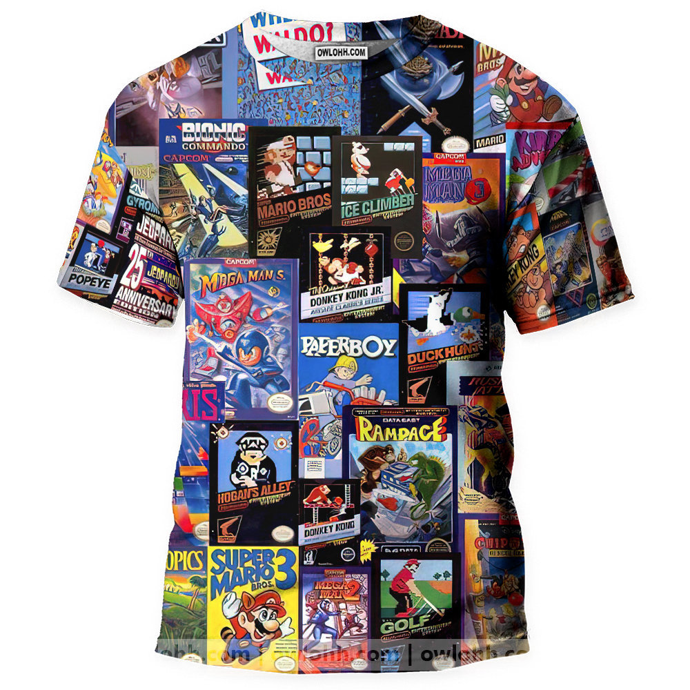 Retro Video Game Cogllage - 3D T-shirt - Chic Loom