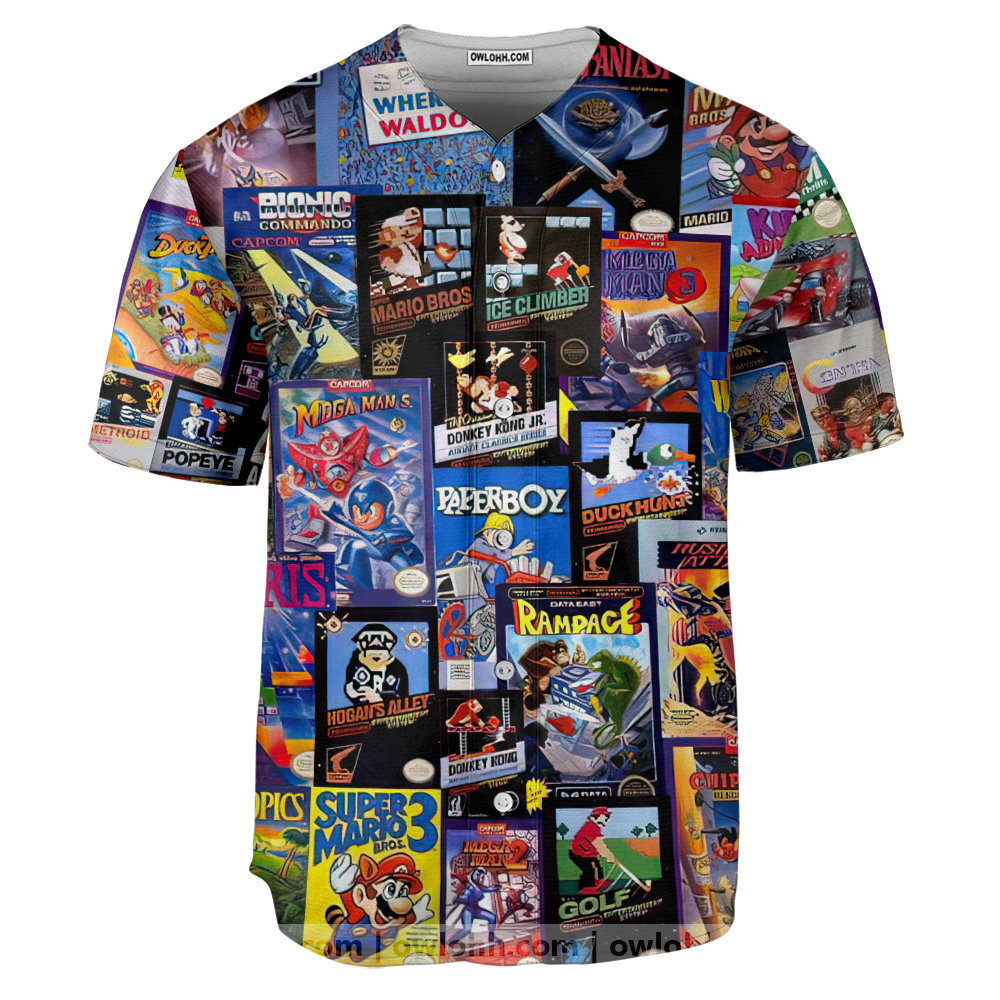 Retro Video Game Cogllage - Baseball Jersey - Chic Loom