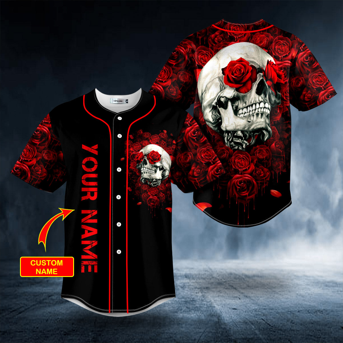 Rose Skull Custom Baseball Jersey