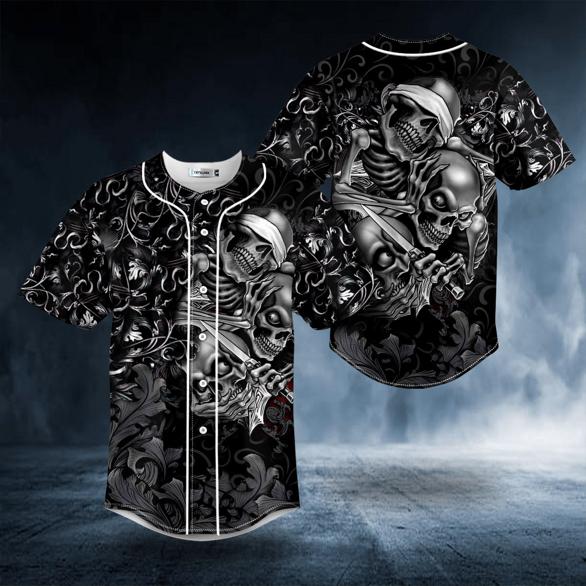 See No Hear No Speak No Evil Gray Skull Baseball Jersey