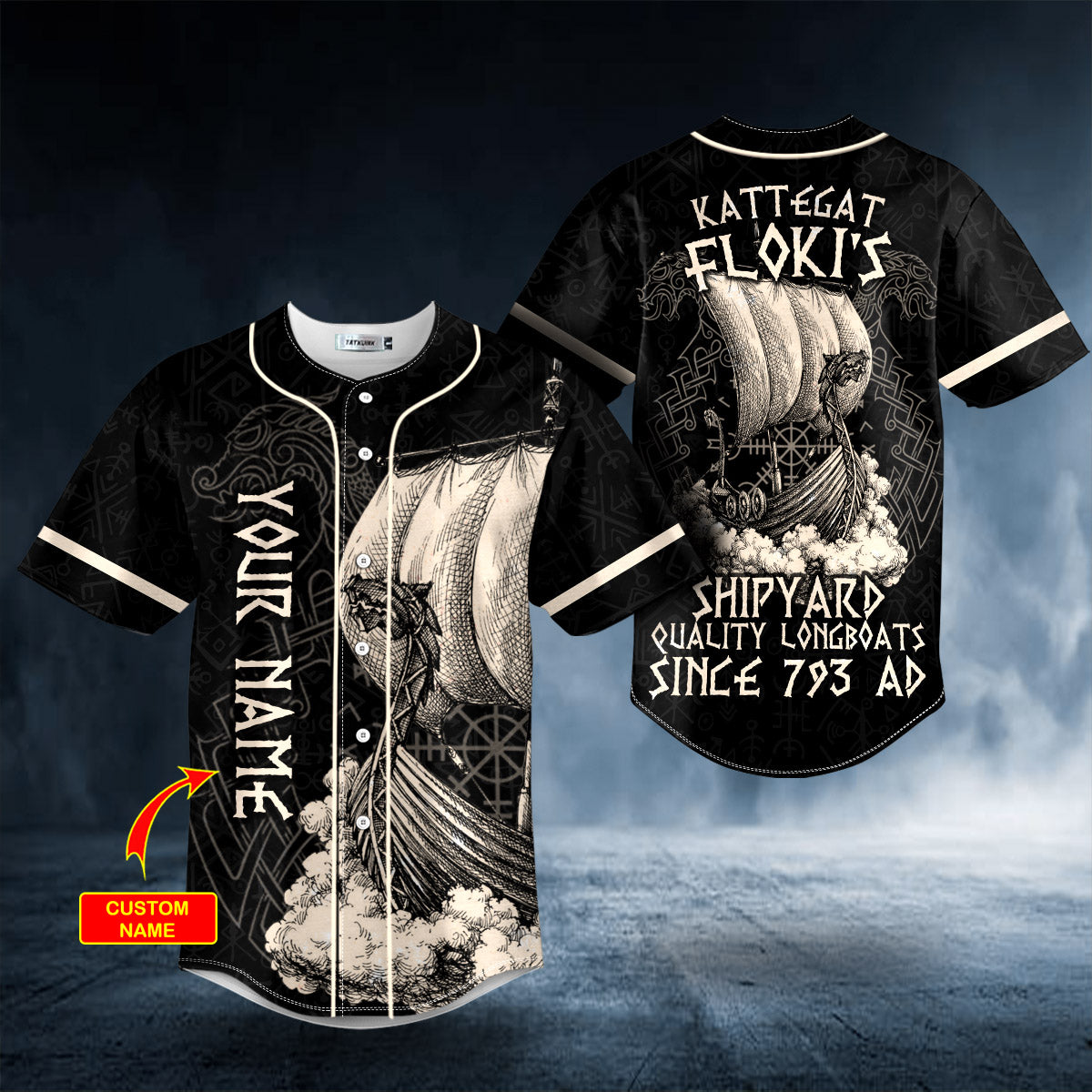 Ship Yard Quality Long Boats Since 793 Ad Custom Baseball Jersey