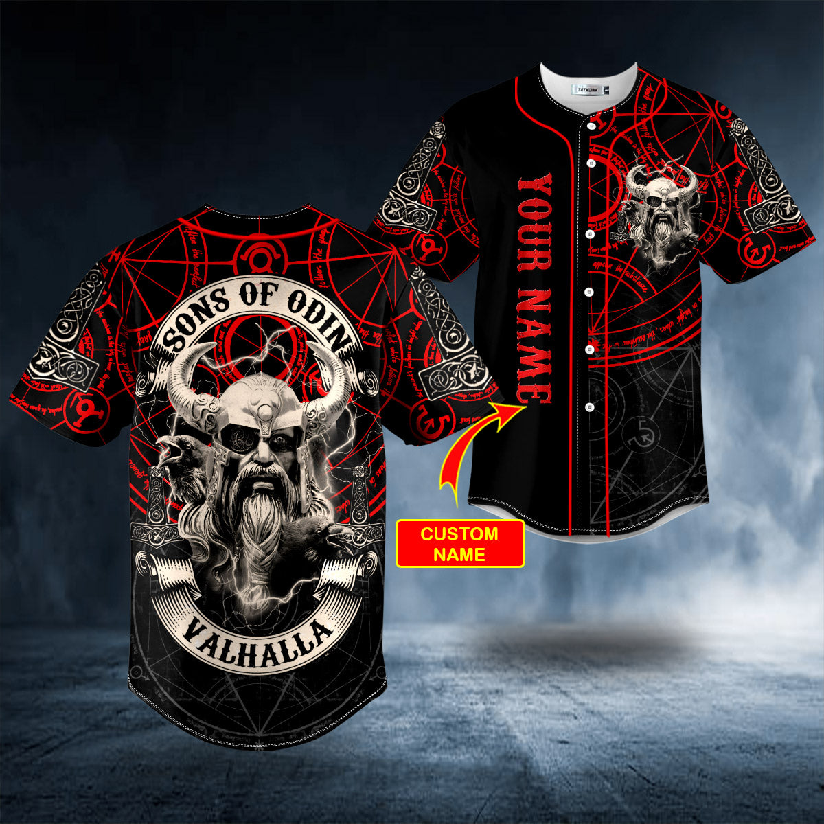 Son of Odin Valhalla Norse Mythology Tattoo Custom Baseball Jersey
