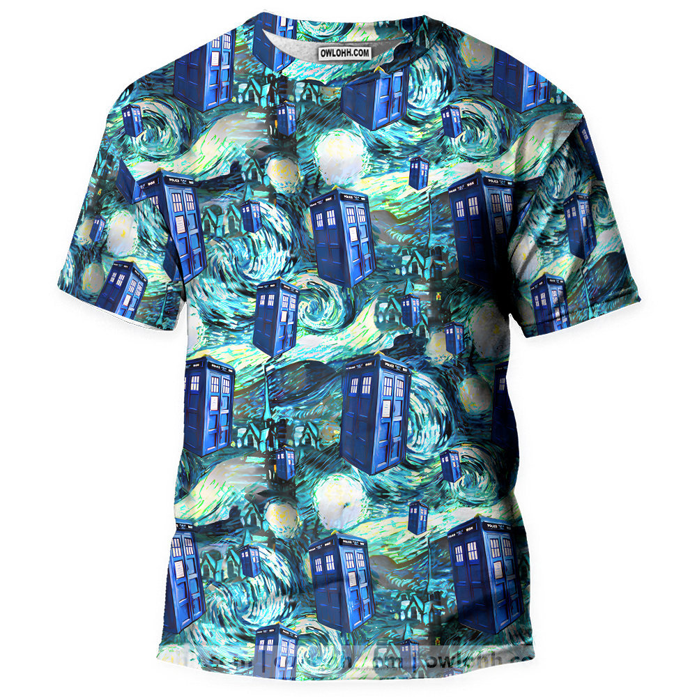 Tardis Starry Night Doctor Who - 3D T-shirt - Chic Loom