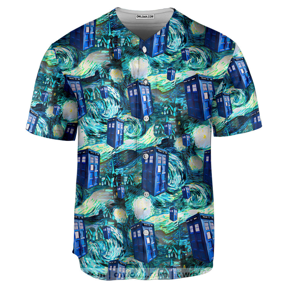 Tardis Starry Night Doctor Who - Baseball Jersey - Chic Loom