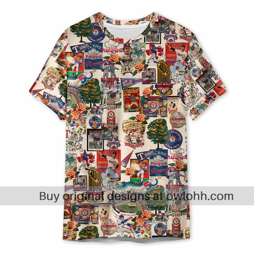 Texas Rangers Swingin' Bats and Tropical Stadium Dreams - 3D T-shirt - Chic Loom