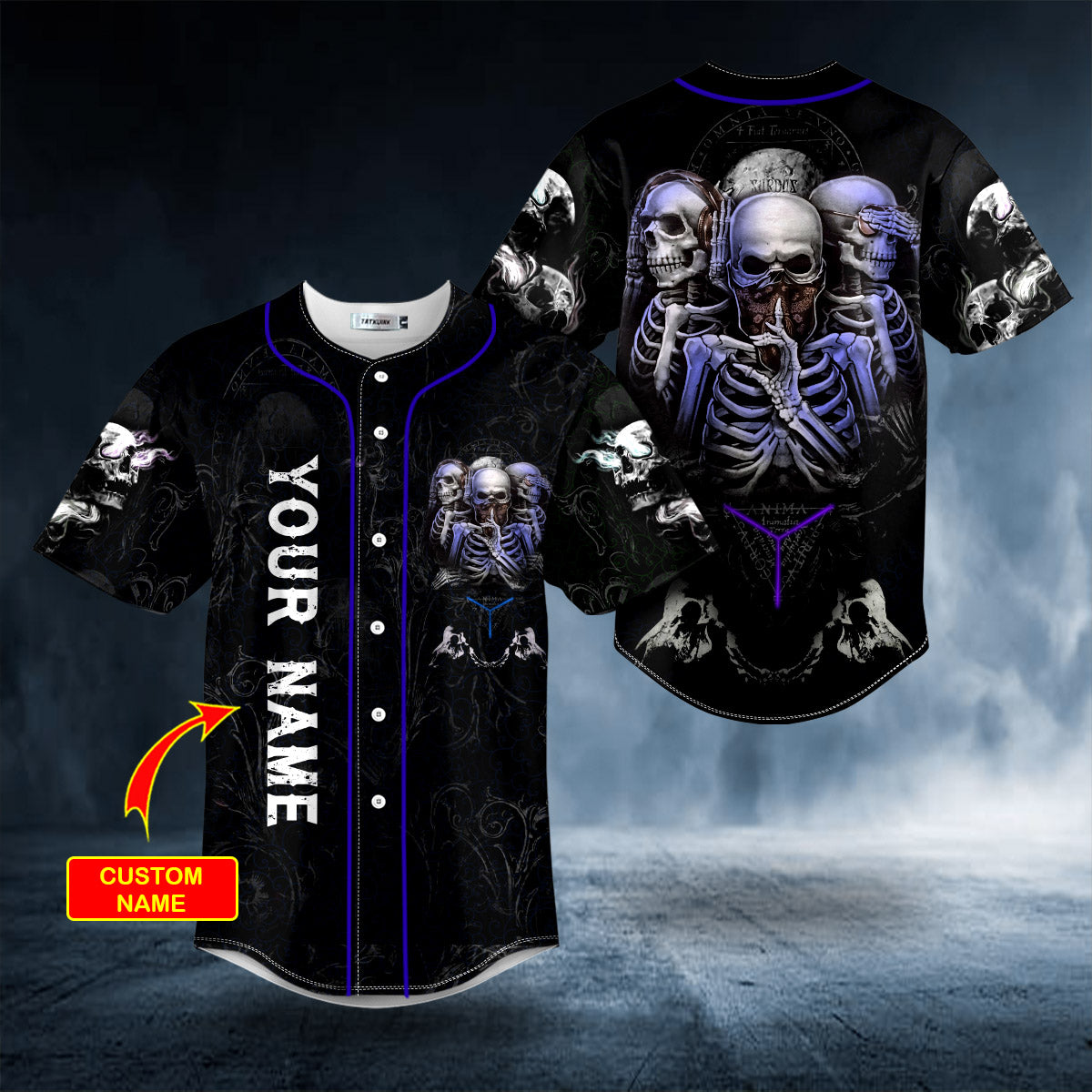 Trio IDC IDK IDGAF Skull Custom Baseball Jersey