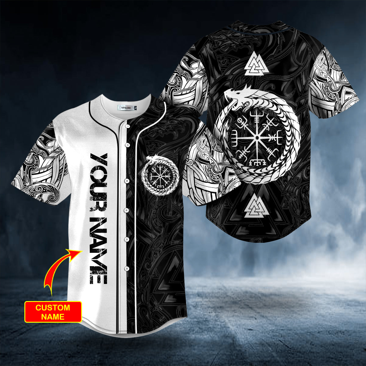 Vegvisir Jormungandr World Serpent Norse Mythology Dragon Viking Custom Baseball Jersey