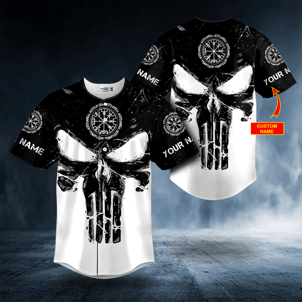 Viking Punisher Skull Custom Baseball Jersey
