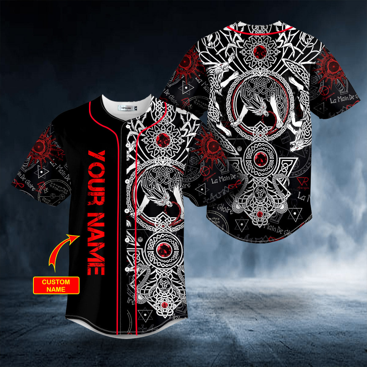 Wolf La Main De Gloire Viking Tattoo Custom Baseball Jersey