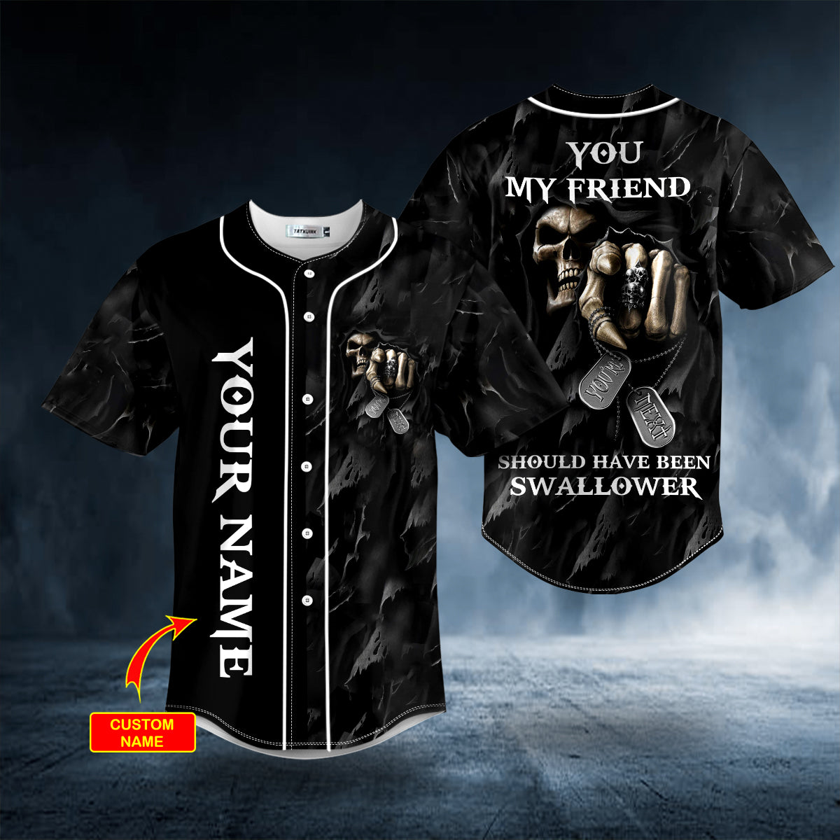 You My Friend Swallower Pointing Skull Custom Baseball Jersey Shirts - Sport Shirts For Men - Personalized Shirt