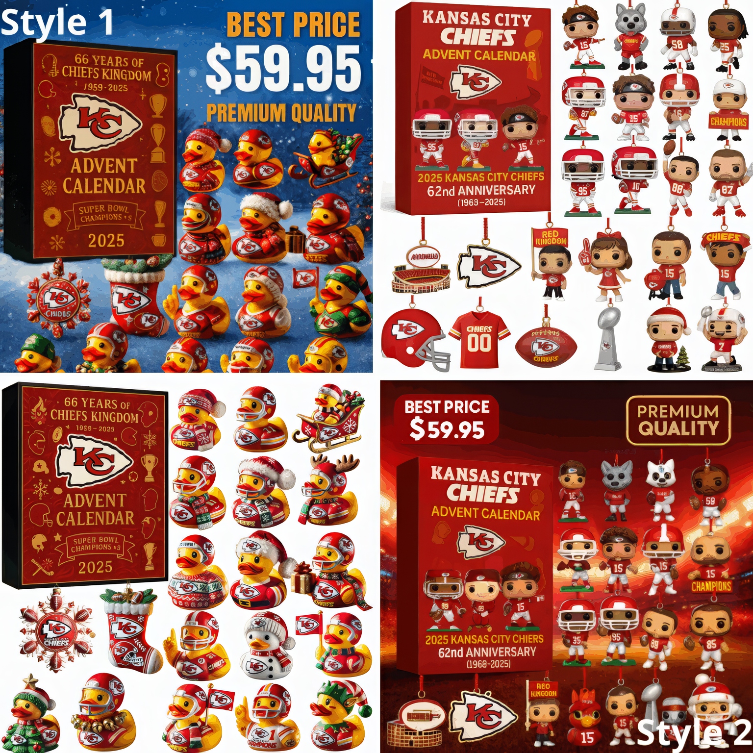 HOT Kansas City Chiefs 62nd Anniversary Advent Calendar 2025 Christmas Gift, Christmas Idea