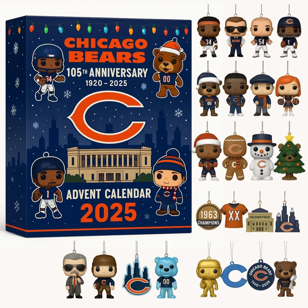 Chicago Bears Advent Calendar 2025 105TH ANNIVERSARY Christmas Gift, Christmas Idea
