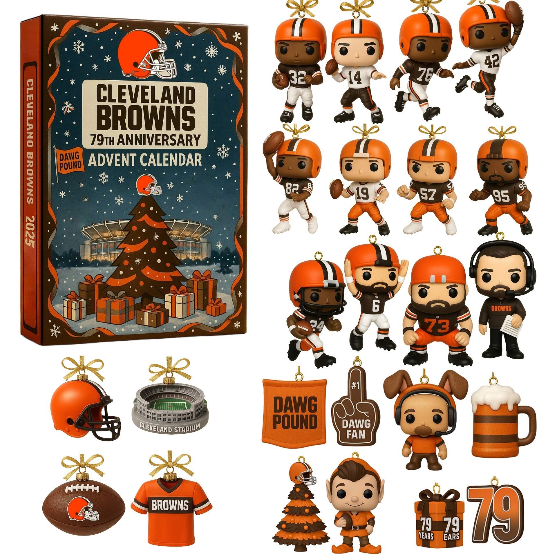 Cleveland Browns 79th Anniversary Advent Calendar 2025 Christmas Gift, Christmas Idea