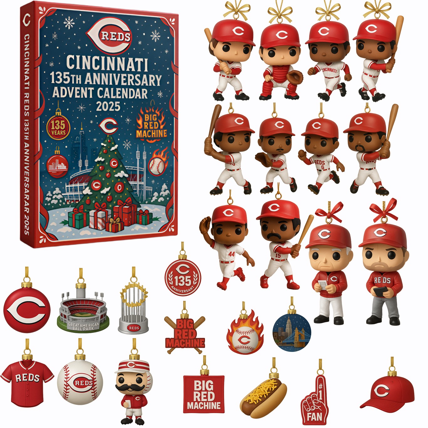 Cincinnati Reds Advent Calendar 2025 50TH ANNIVERSARY Christmas Gift, Christmas Idea