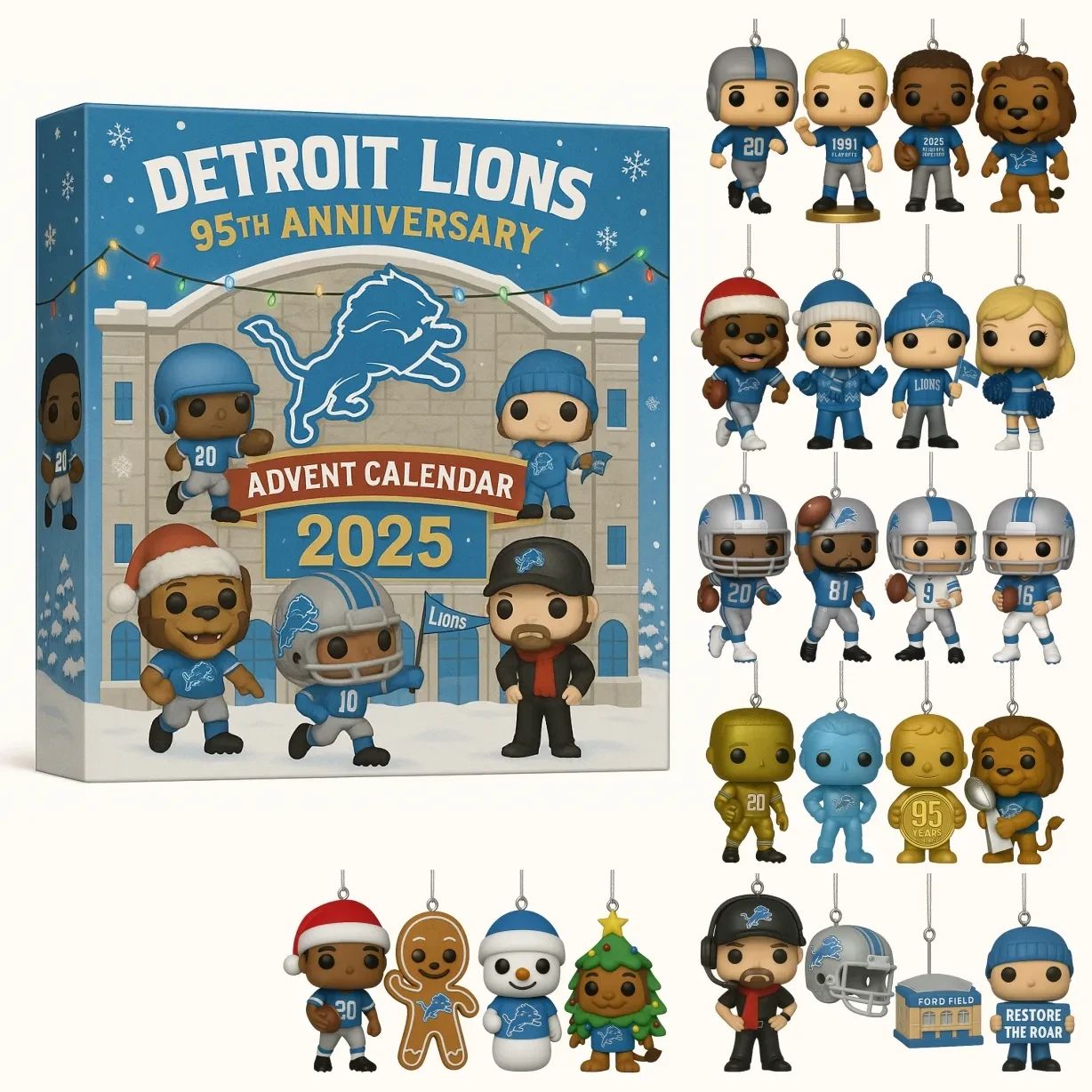 DTL Detroit Lions Advent Calendar 2025 95TH ANNIVERSARY Christmas Gift, Christmas Idea