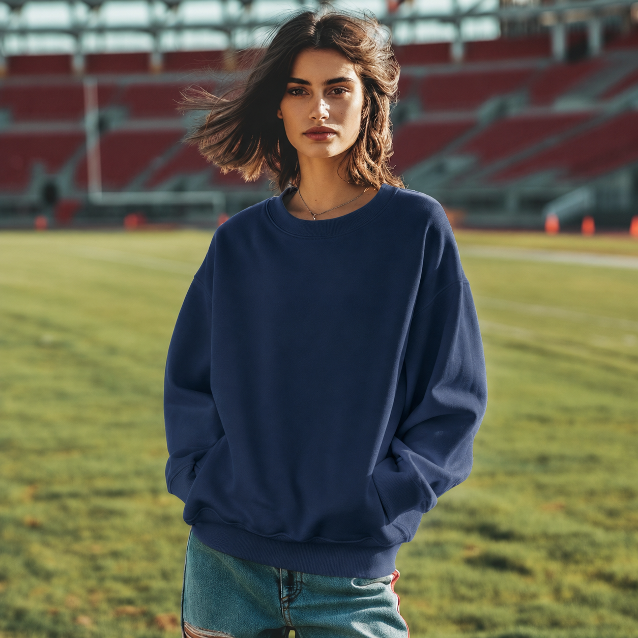 Folded sweatshirt with knit pattern design